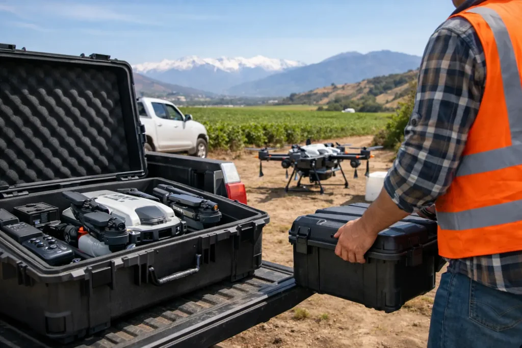 Transporte seguro de drones agrícolas en Chile